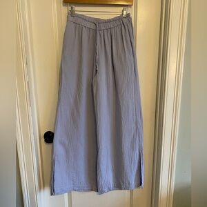 Pact Cornflower Blue Gauzy Relaxed Elastic Waist Organic Cotton Pants